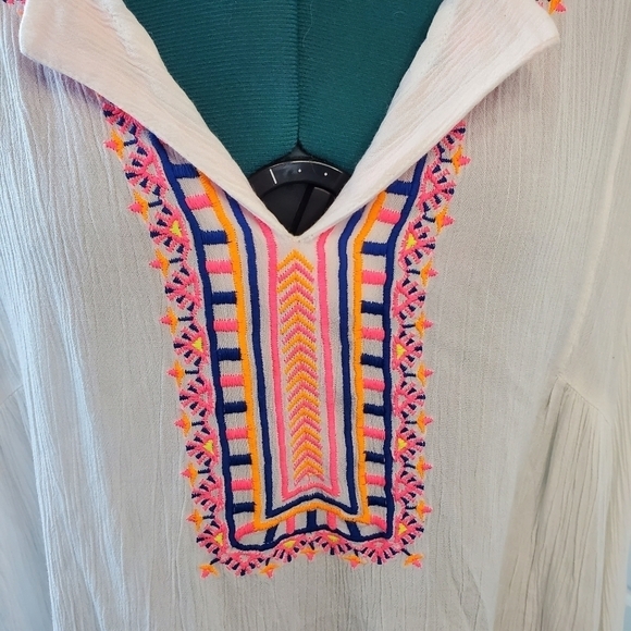 LILLY PULITZER DAHLE TUNIC RESORT WHITE NEON EMBROIDERY BID FRONT WOMEN SMALL - Picture 2 of 14